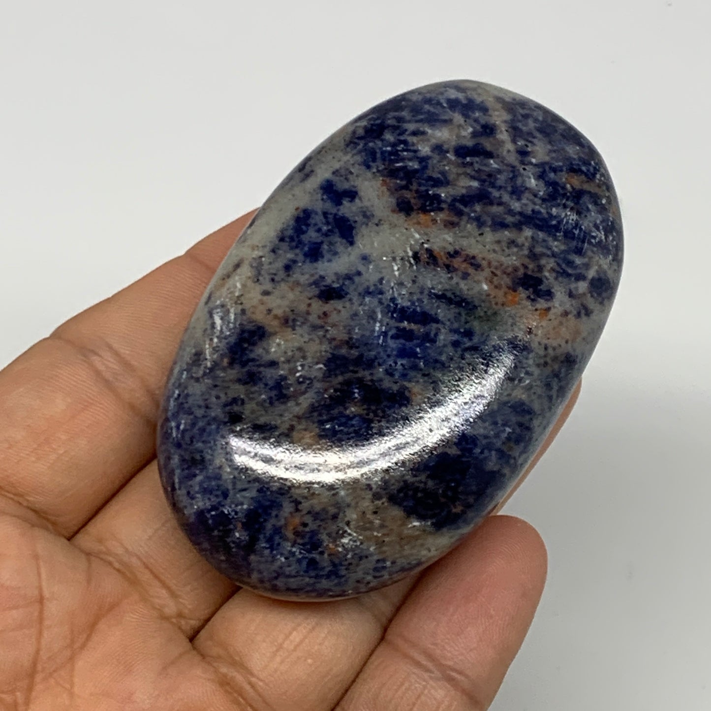 106.8g, 2.7"x1.7"x0.8", Sodalite Palm-Stone Crystal Polished Handmade, B21759