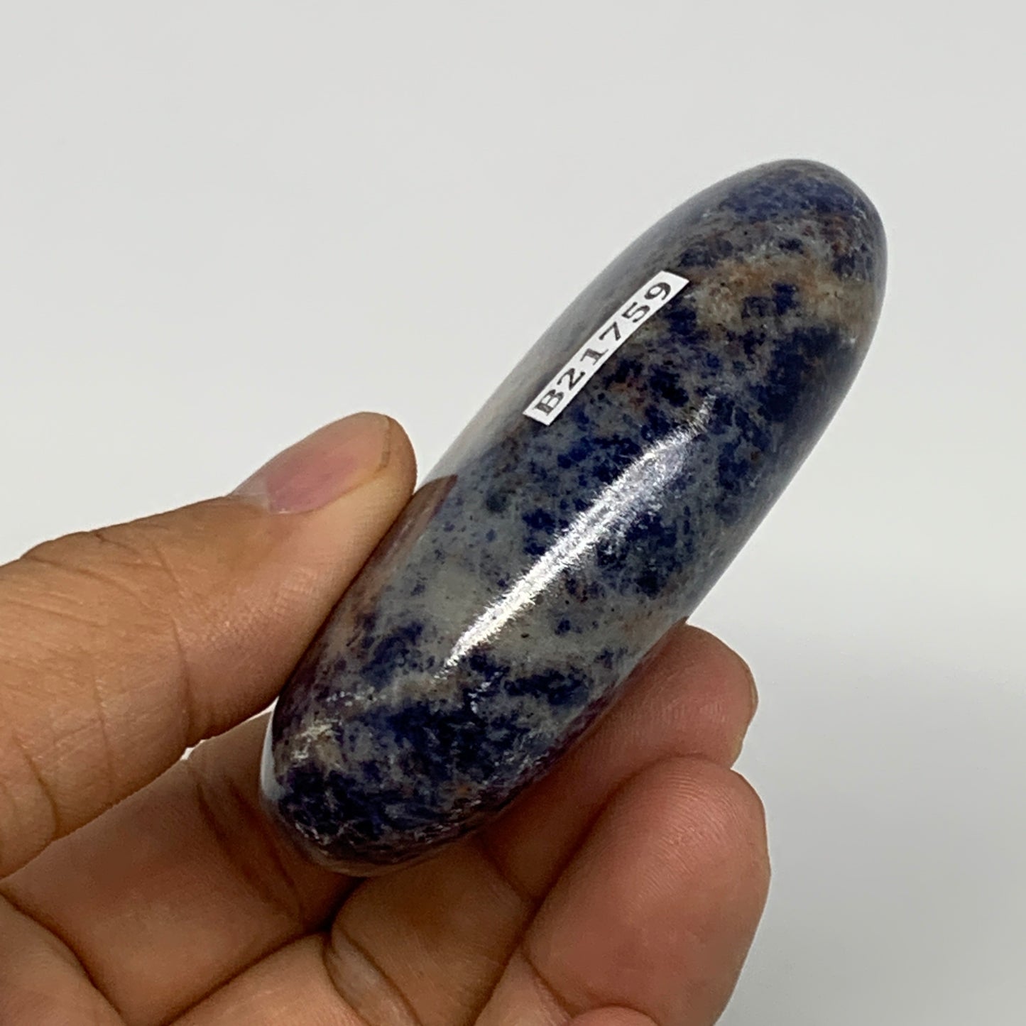 106.8g, 2.7"x1.7"x0.8", Sodalite Palm-Stone Crystal Polished Handmade, B21759