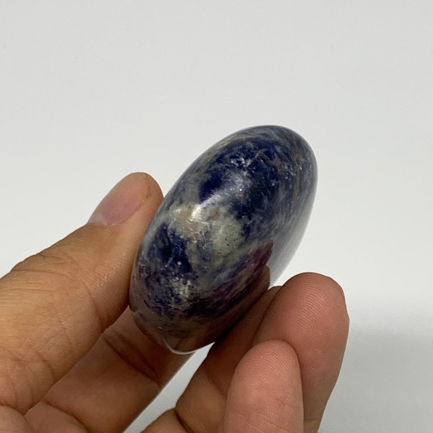 106.8g, 2.7"x1.7"x0.8", Sodalite Palm-Stone Crystal Polished Handmade, B21759