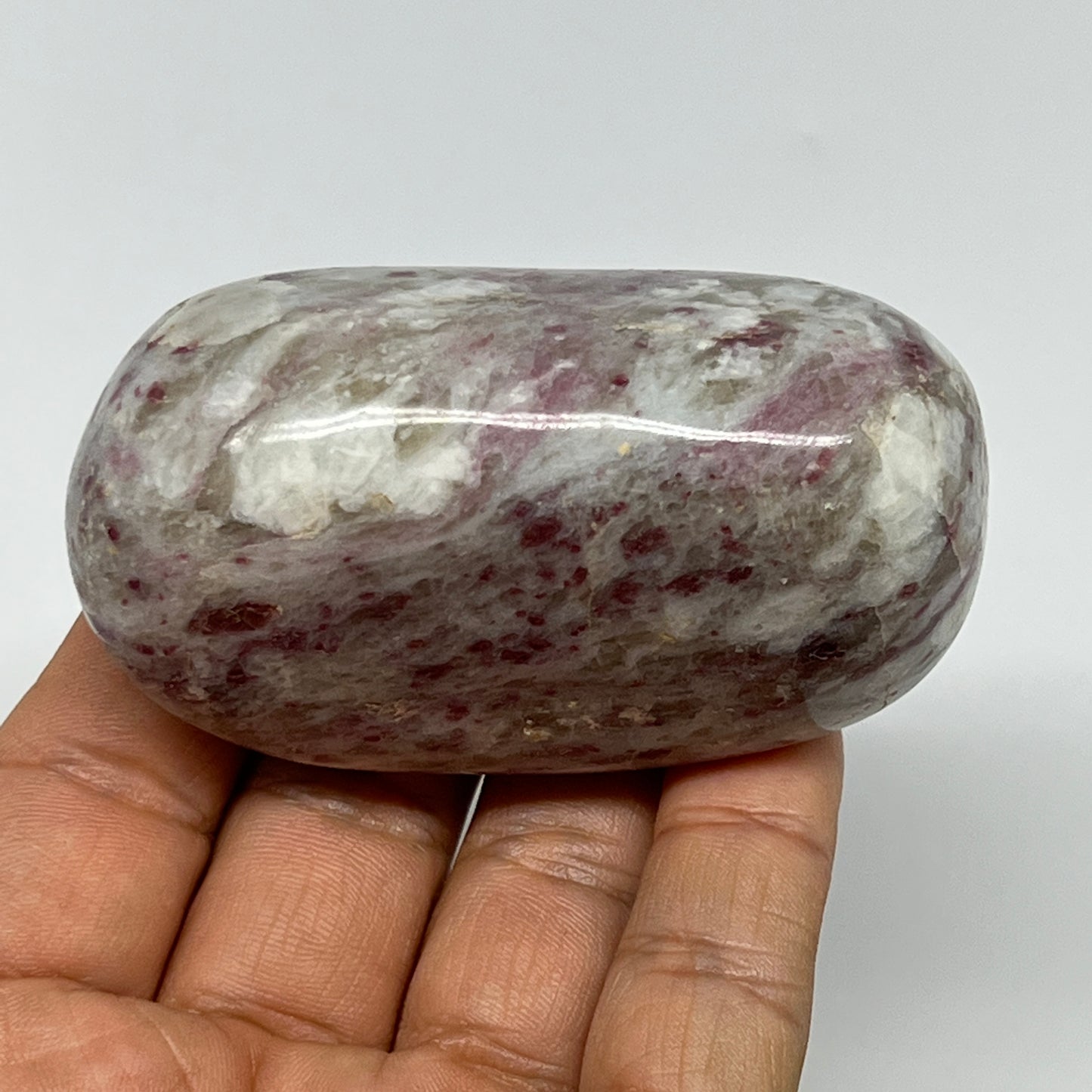 161.4g,2.8"x1.6"x1.4" Tourmaline Rubellite Palm-Stone Reiki @Madagascar,B21993