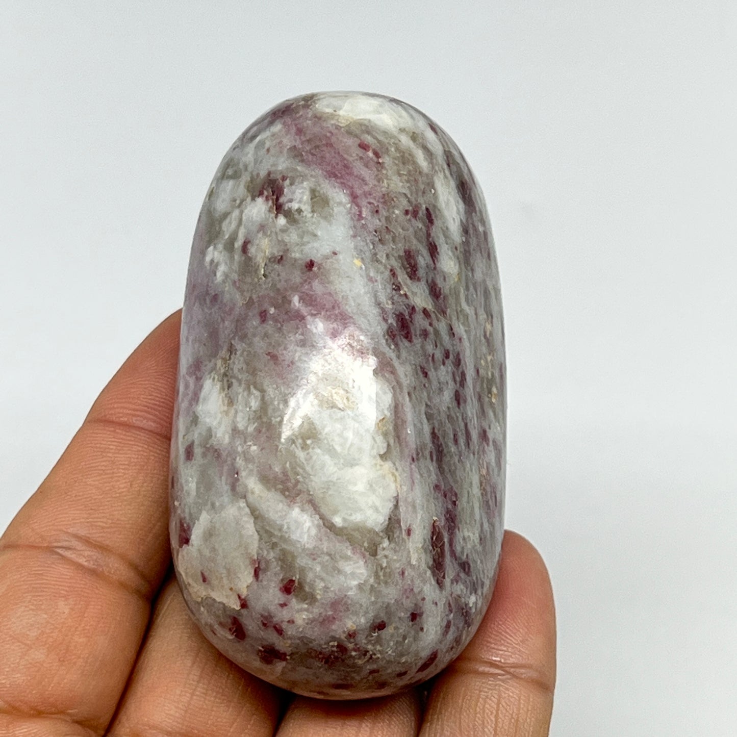 161.4g,2.8"x1.6"x1.4" Tourmaline Rubellite Palm-Stone Reiki @Madagascar,B21993