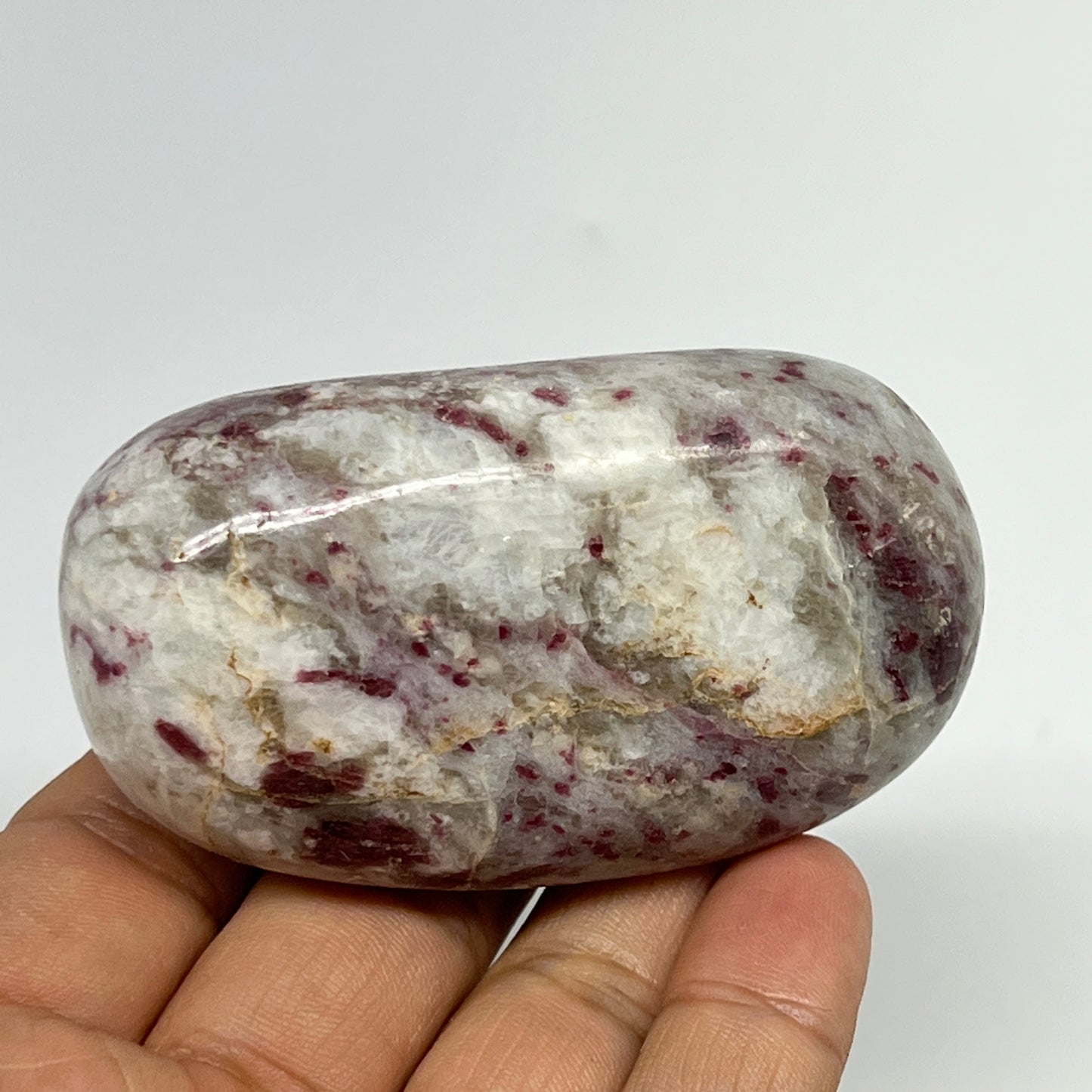 161.4g,2.8"x1.6"x1.4" Tourmaline Rubellite Palm-Stone Reiki @Madagascar,B21993