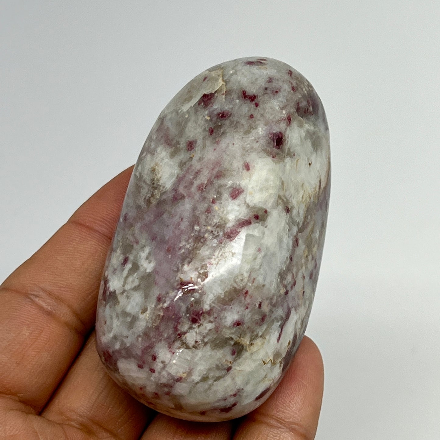161.4g,2.8"x1.6"x1.4" Tourmaline Rubellite Palm-Stone Reiki @Madagascar,B21993