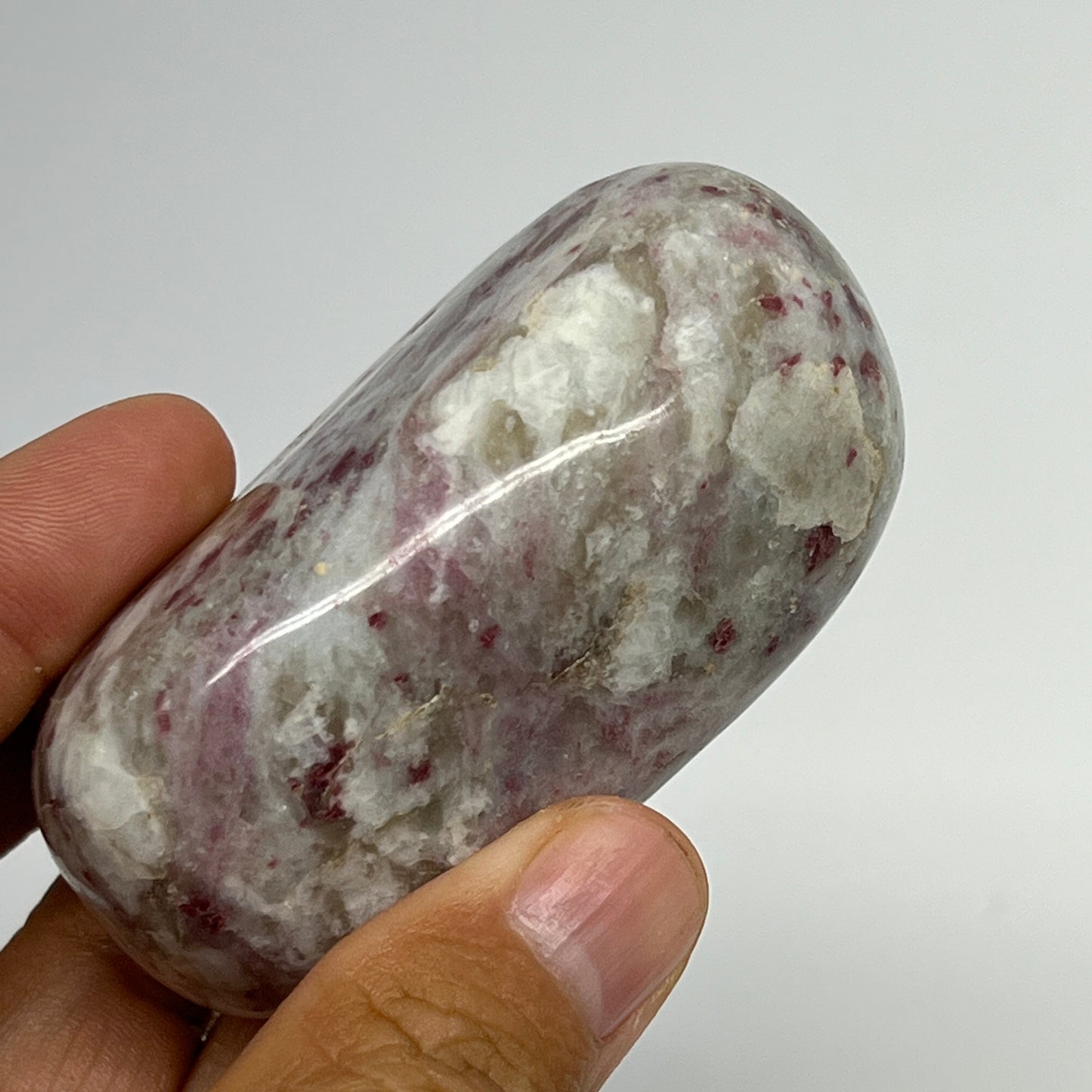 161.4g,2.8"x1.6"x1.4" Tourmaline Rubellite Palm-Stone Reiki @Madagascar,B21993
