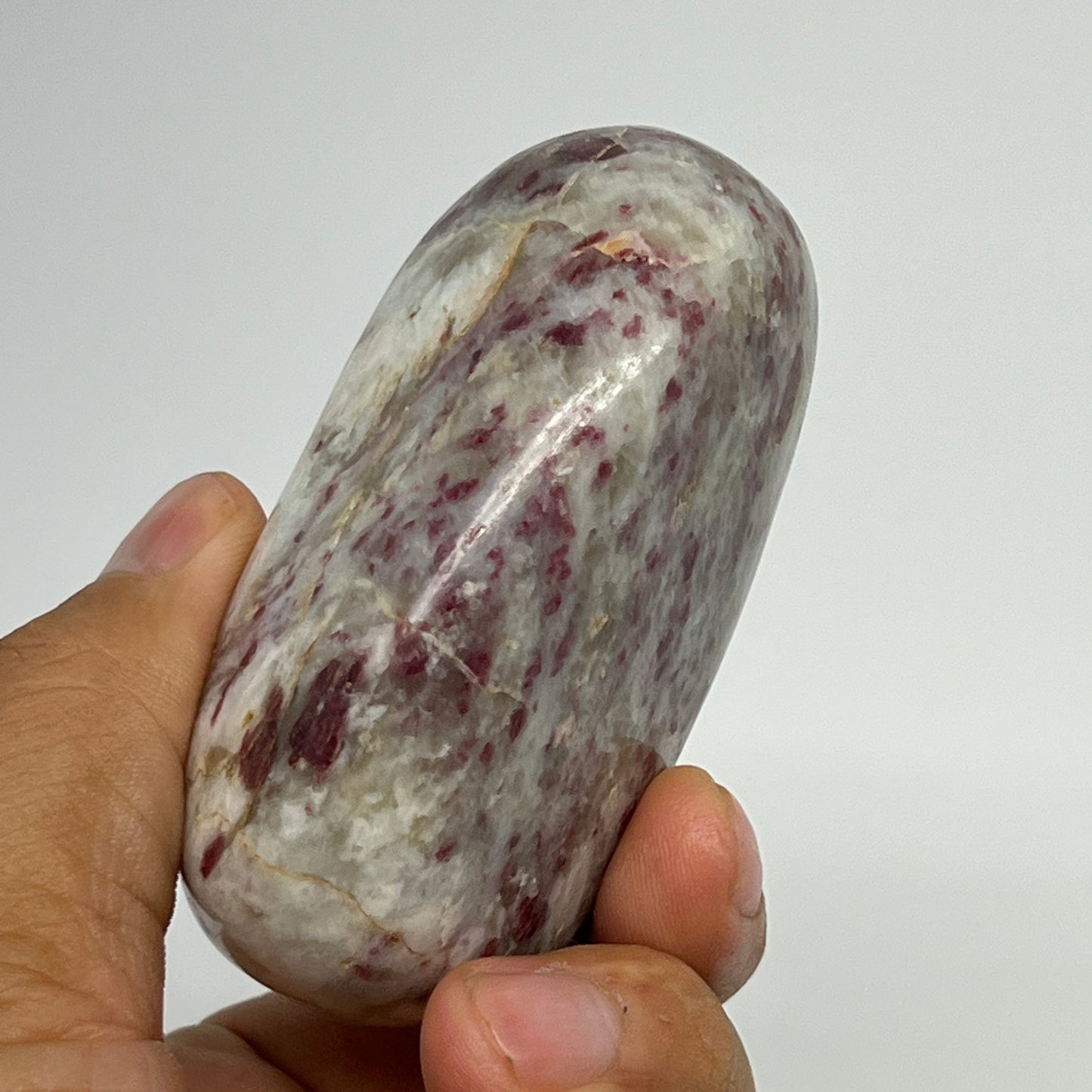 161.4g,2.8"x1.6"x1.4" Tourmaline Rubellite Palm-Stone Reiki @Madagascar,B21993