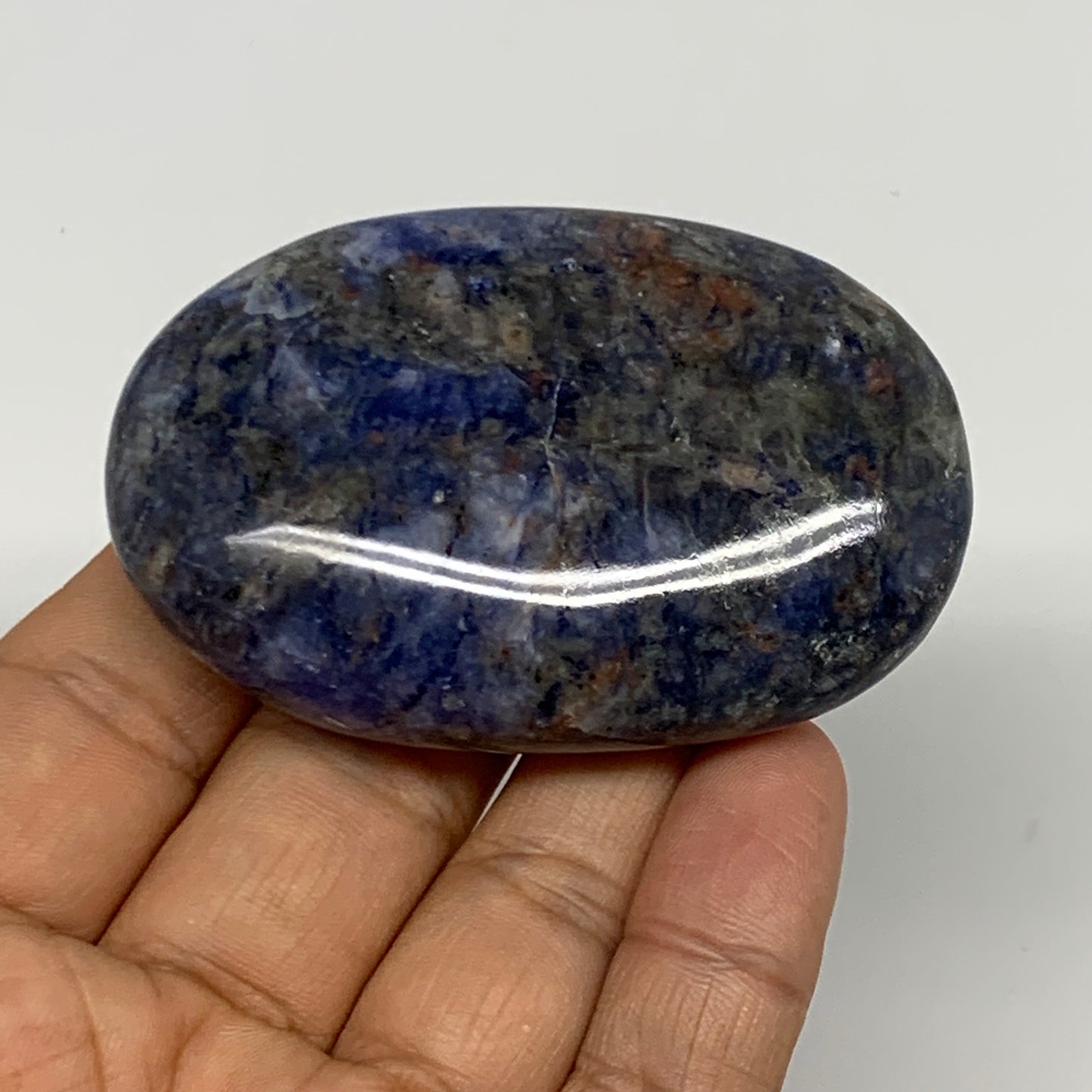 91.9g, 2.6"x1.7"x0.8", Sodalite Palm-Stone Crystal Polished Handmade, B21762