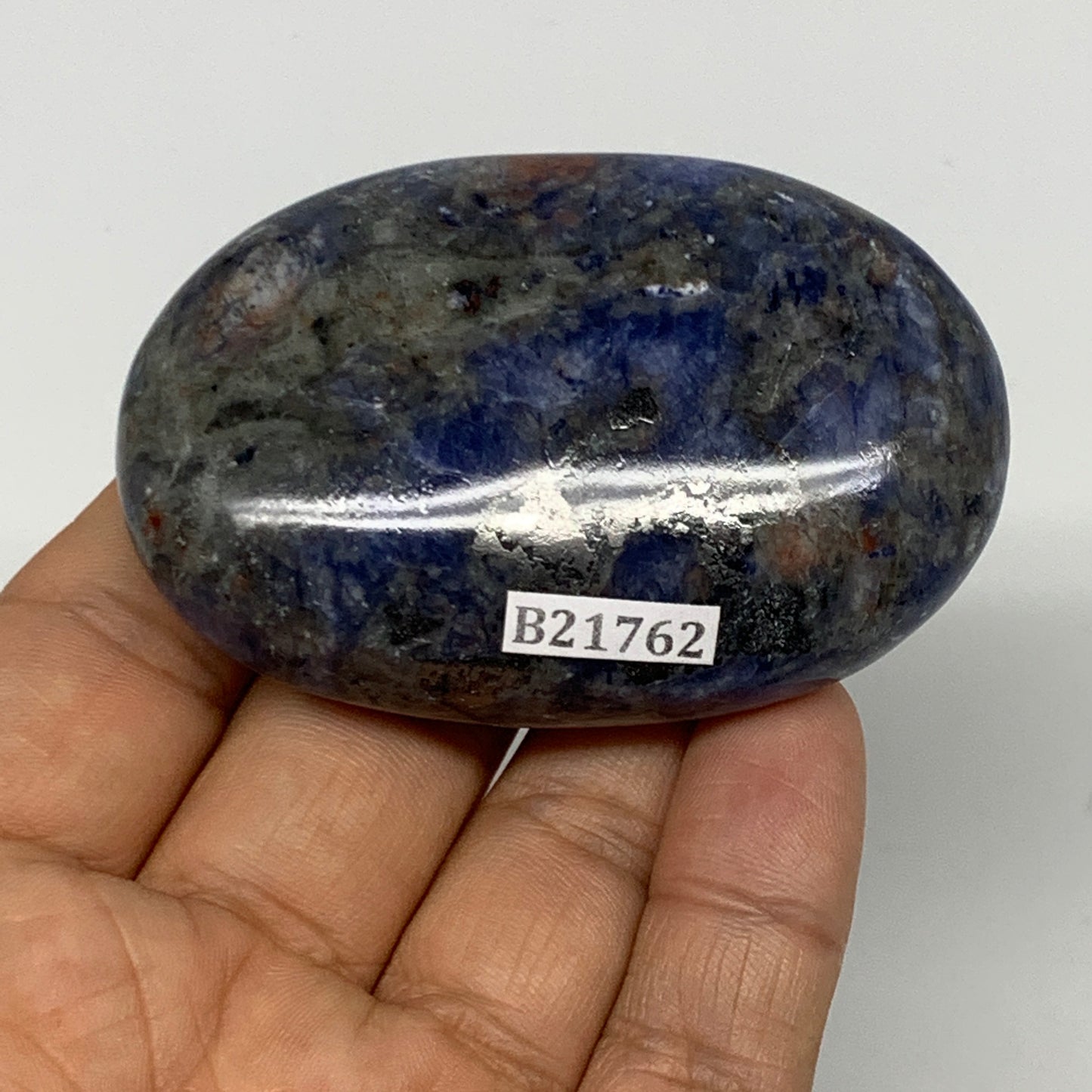 91.9g, 2.6"x1.7"x0.8", Sodalite Palm-Stone Crystal Polished Handmade, B21762