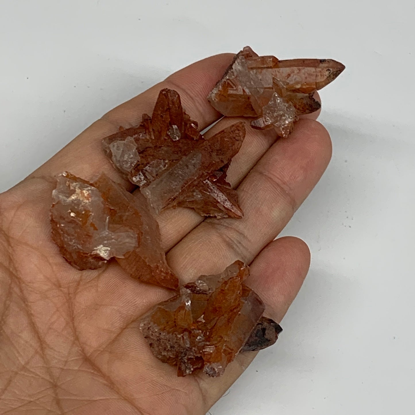 48.9g, 1.2"-1.6", 4pcs, Natural Red Quartz Crystal Terminated @Morocco, B11361