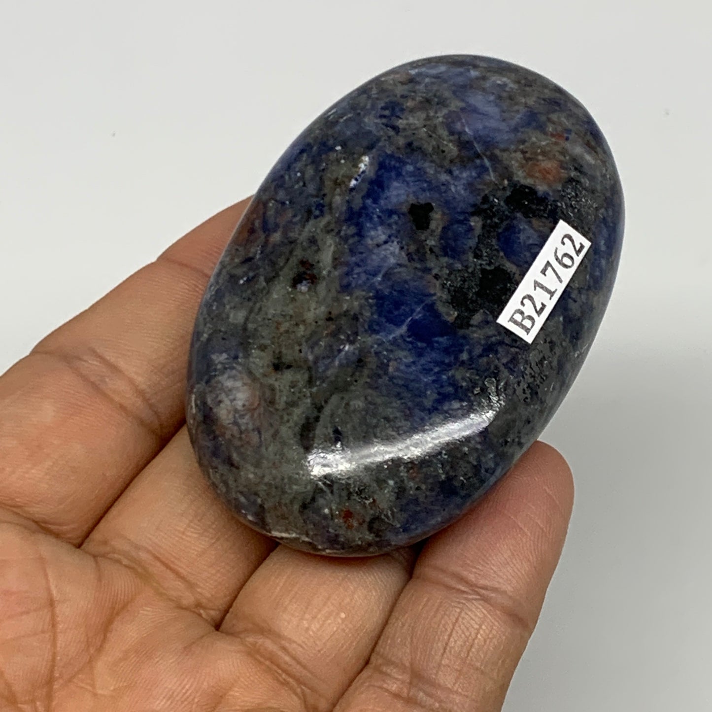 91.9g, 2.6"x1.7"x0.8", Sodalite Palm-Stone Crystal Polished Handmade, B21762