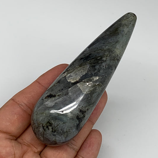 132.37g,4"x1.3" Natural Labradorite Wand Stick, Home Decor, Collectible, B5985