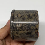 223.3g, 2.2"x2.4" Brown Fossils Ammonite Jewelry Box from Morocco, F2466
