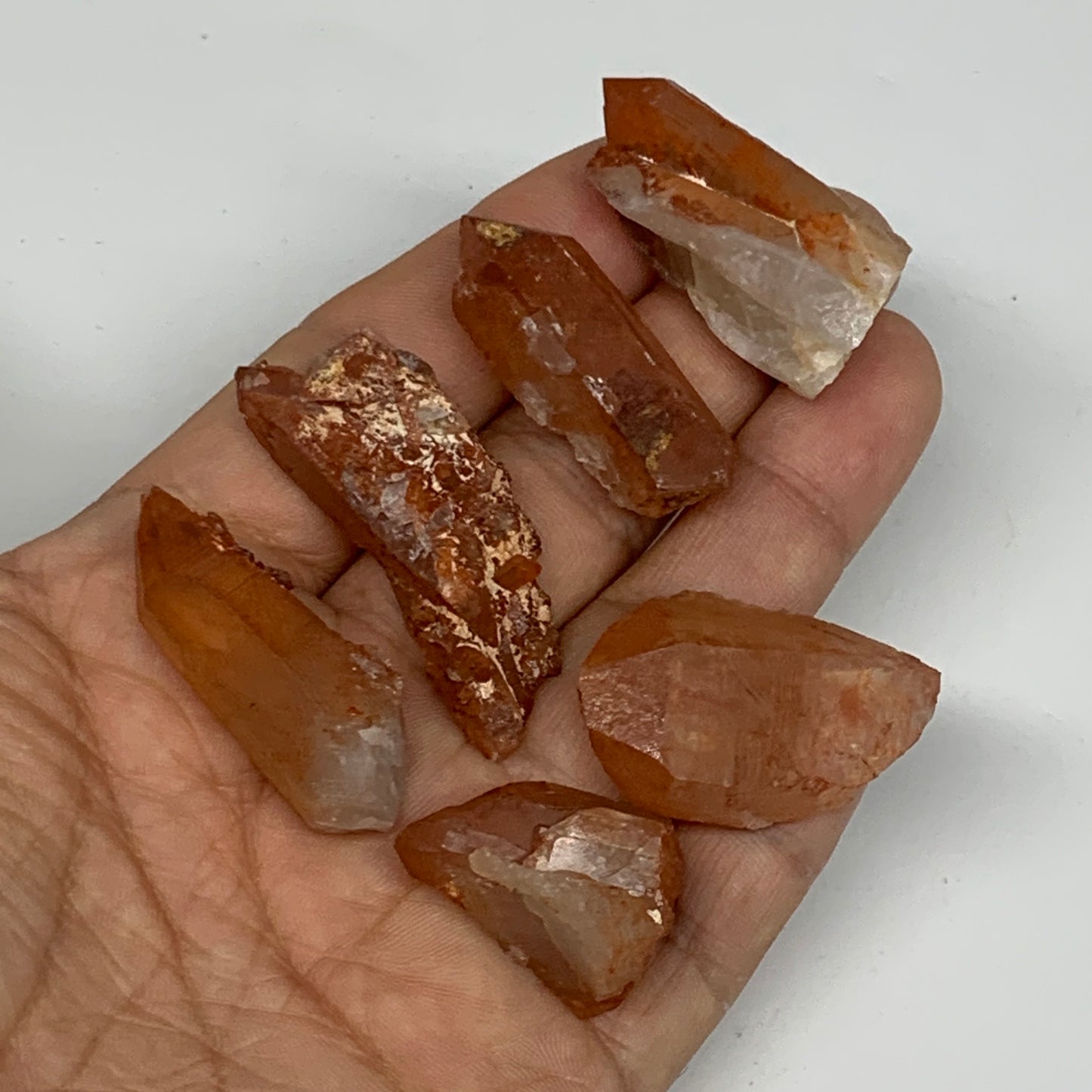 58g, 1.2"-1.7", 6pcs, Natural Red Quartz Crystal Terminated @Morocco, B11362