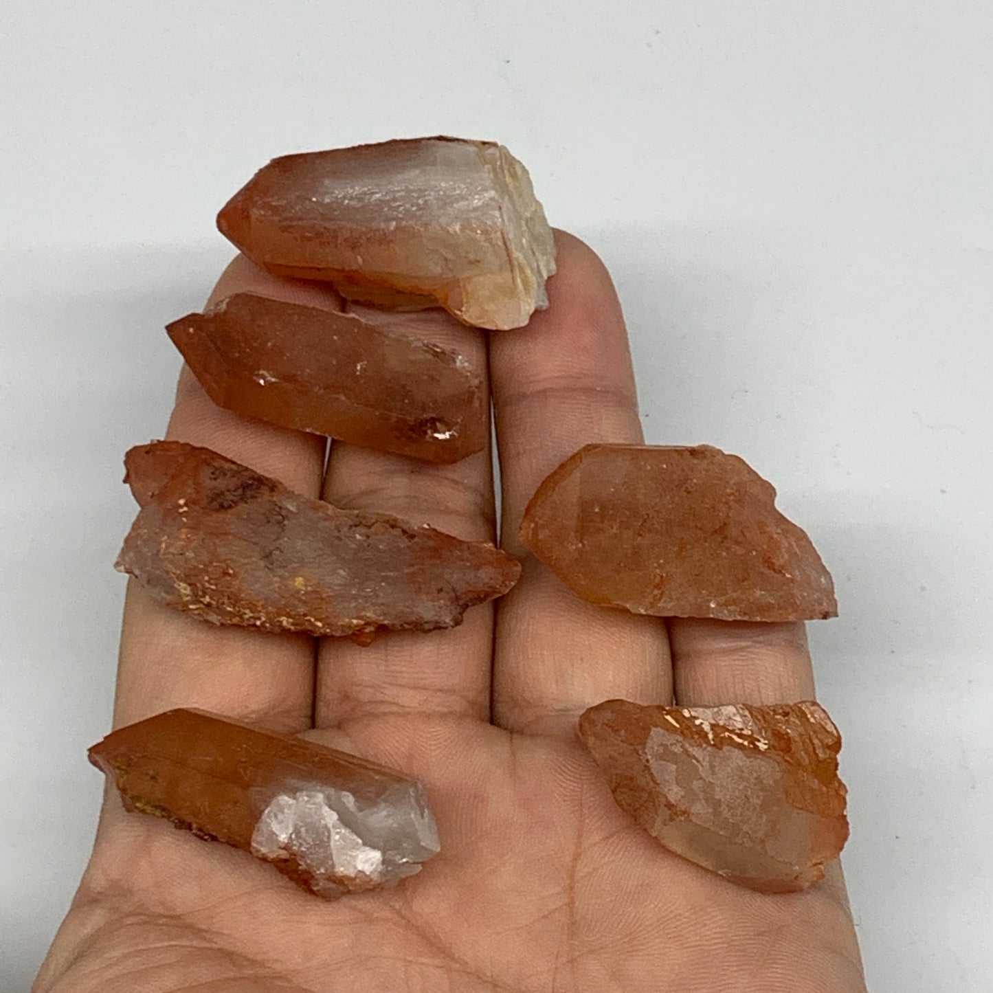 58g, 1.2"-1.7", 6pcs, Natural Red Quartz Crystal Terminated @Morocco, B11362