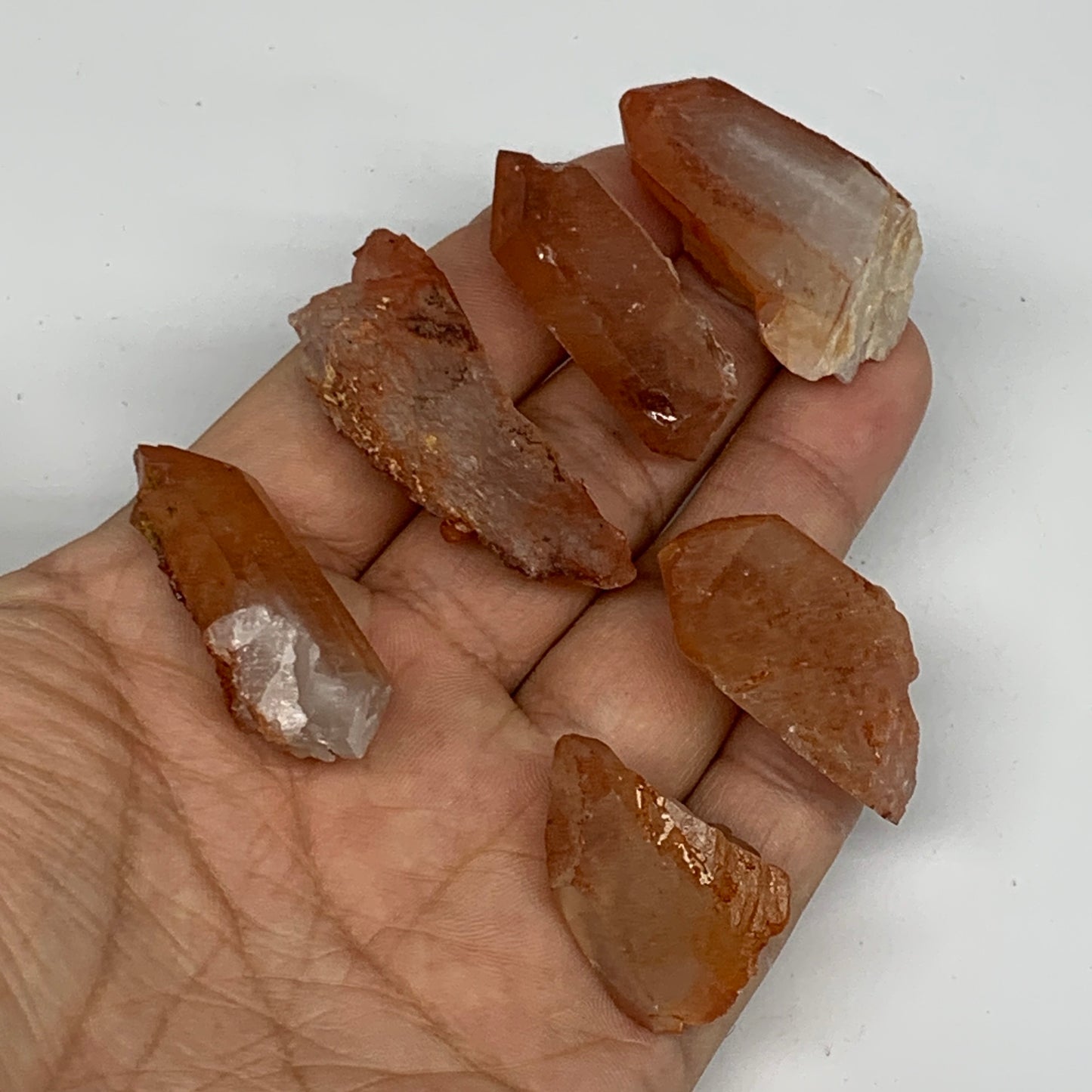 58g, 1.2"-1.7", 6pcs, Natural Red Quartz Crystal Terminated @Morocco, B11362