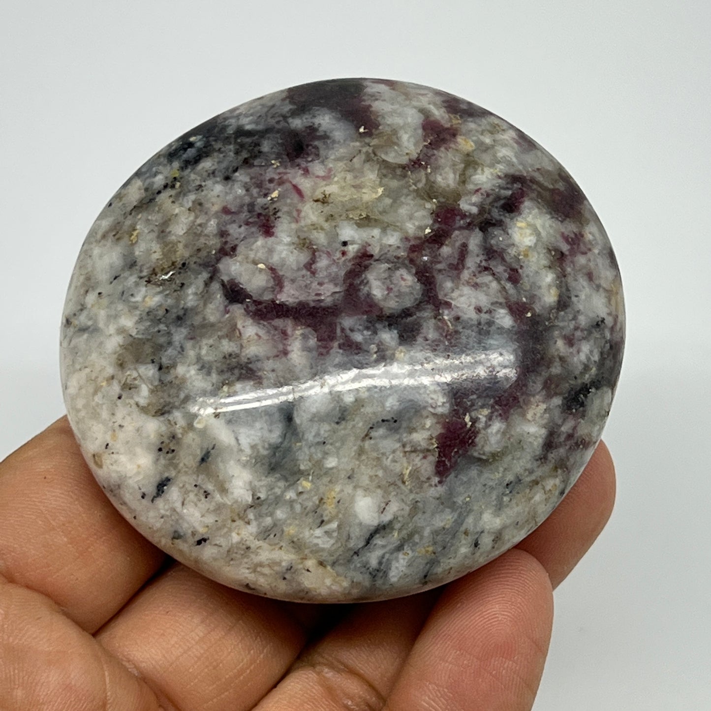 135.9g,2.4"x2.4"x1.1" Tourmaline Rubellite Palm-Stone Reiki @Madagascar,B21997