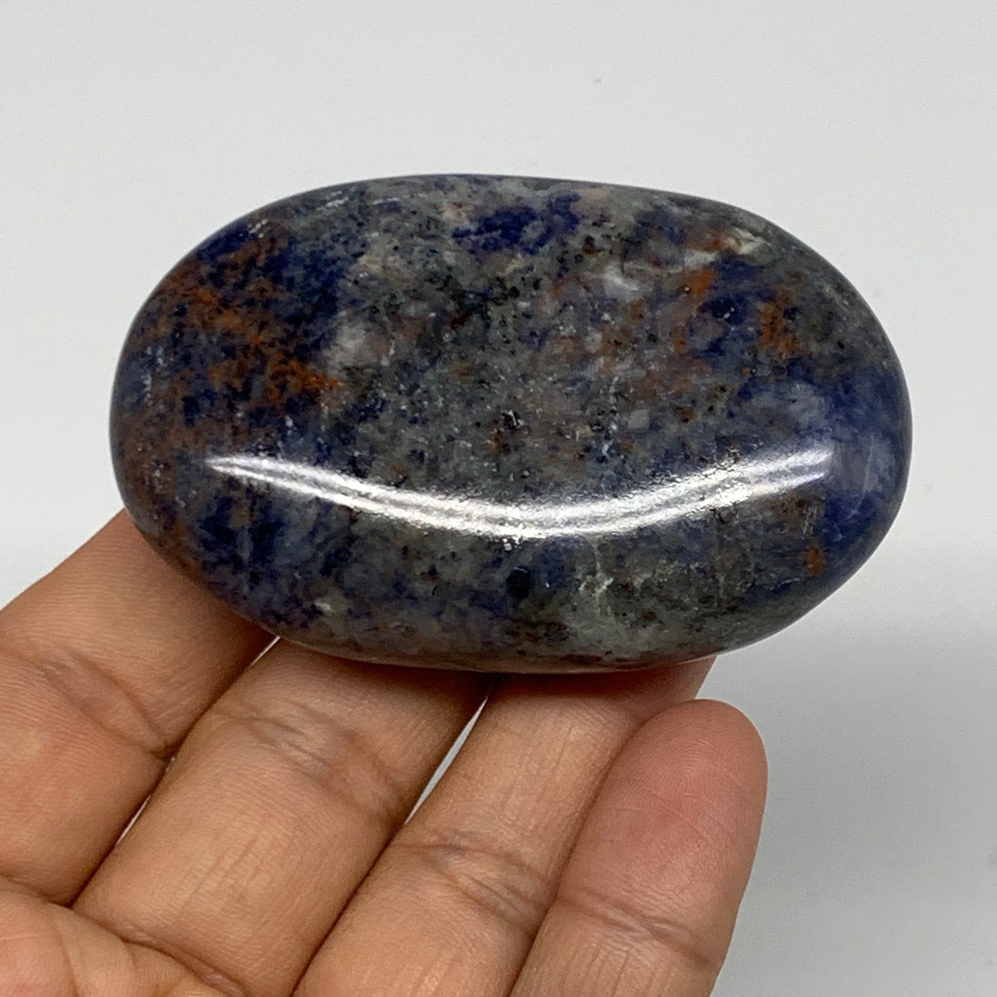 98.7g, 2.7"x1.7"x0.8", Sodalite Palm-Stone Crystal Polished Handmade, B21764