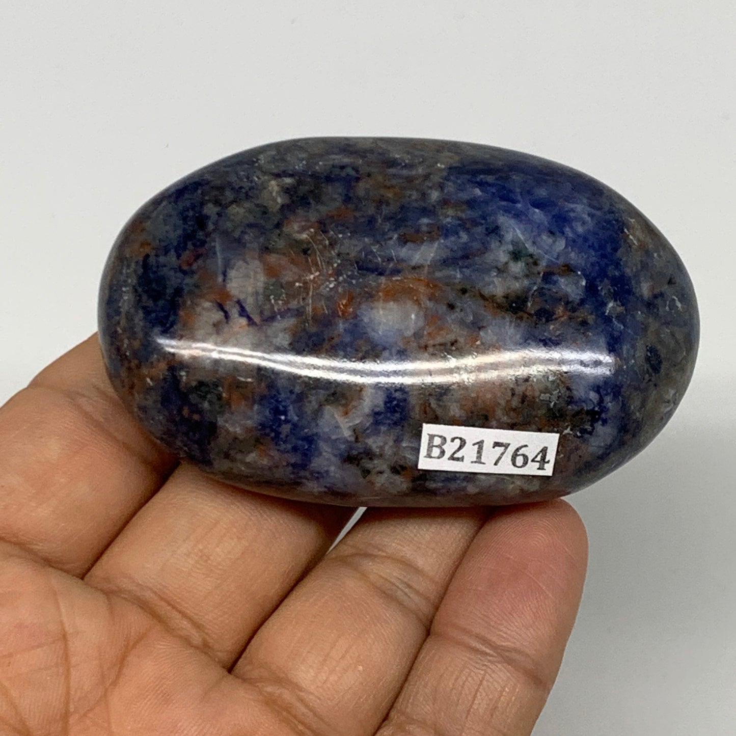 98.7g, 2.7"x1.7"x0.8", Sodalite Palm-Stone Crystal Polished Handmade, B21764