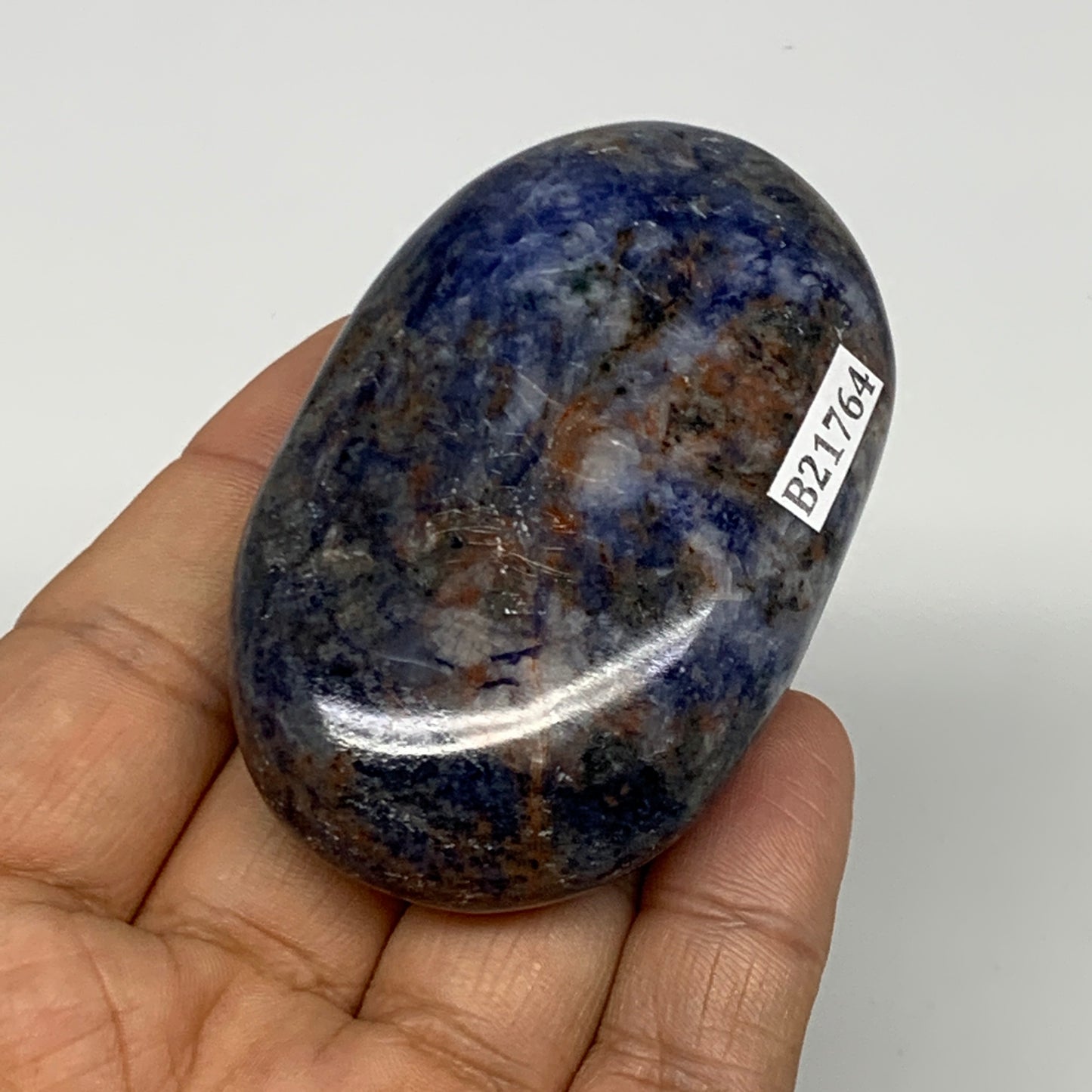 98.7g, 2.7"x1.7"x0.8", Sodalite Palm-Stone Crystal Polished Handmade, B21764
