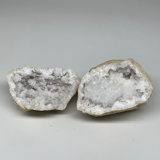 4.28 Lbs,6.8"x5.2"x3.8", 1 Pair, Natural Quartz Geodes Sculpture @Morocco,B10558
