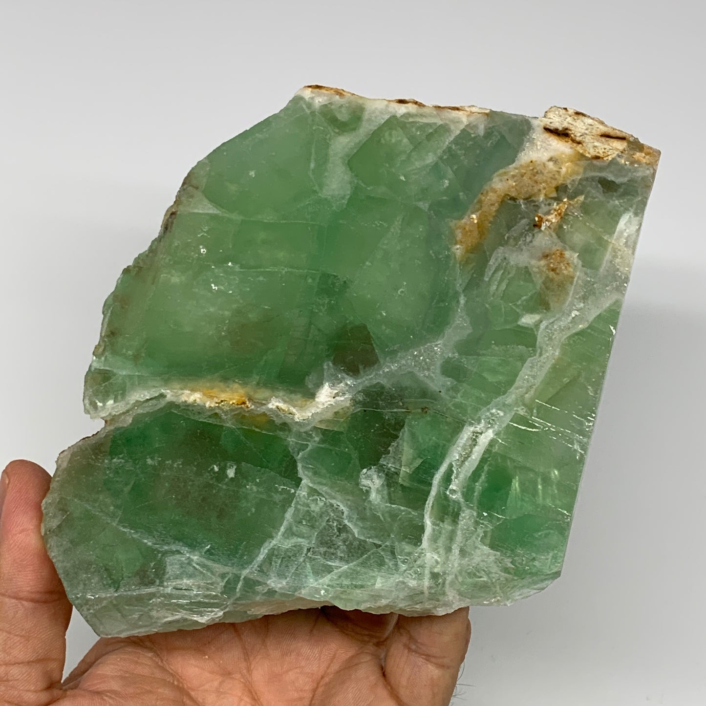 530g, 5.2"x5.3"x0.6", Natural Untreated Fluorite Slab Crystal @Mexico, B18618