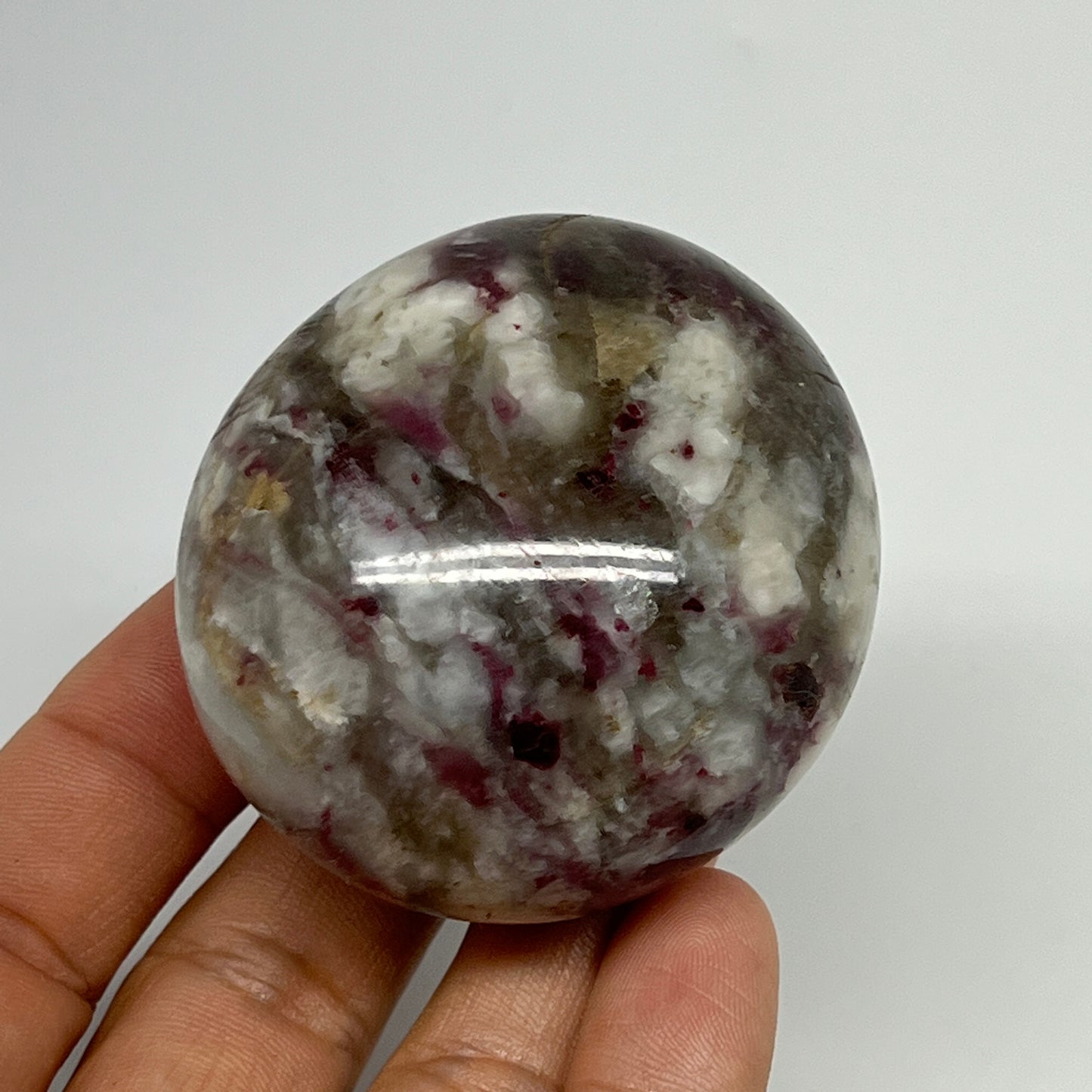 143.7g,2.2"x2"x1.5" Tourmaline Rubellite Palm-Stone Reiki @Madagascar,B21998