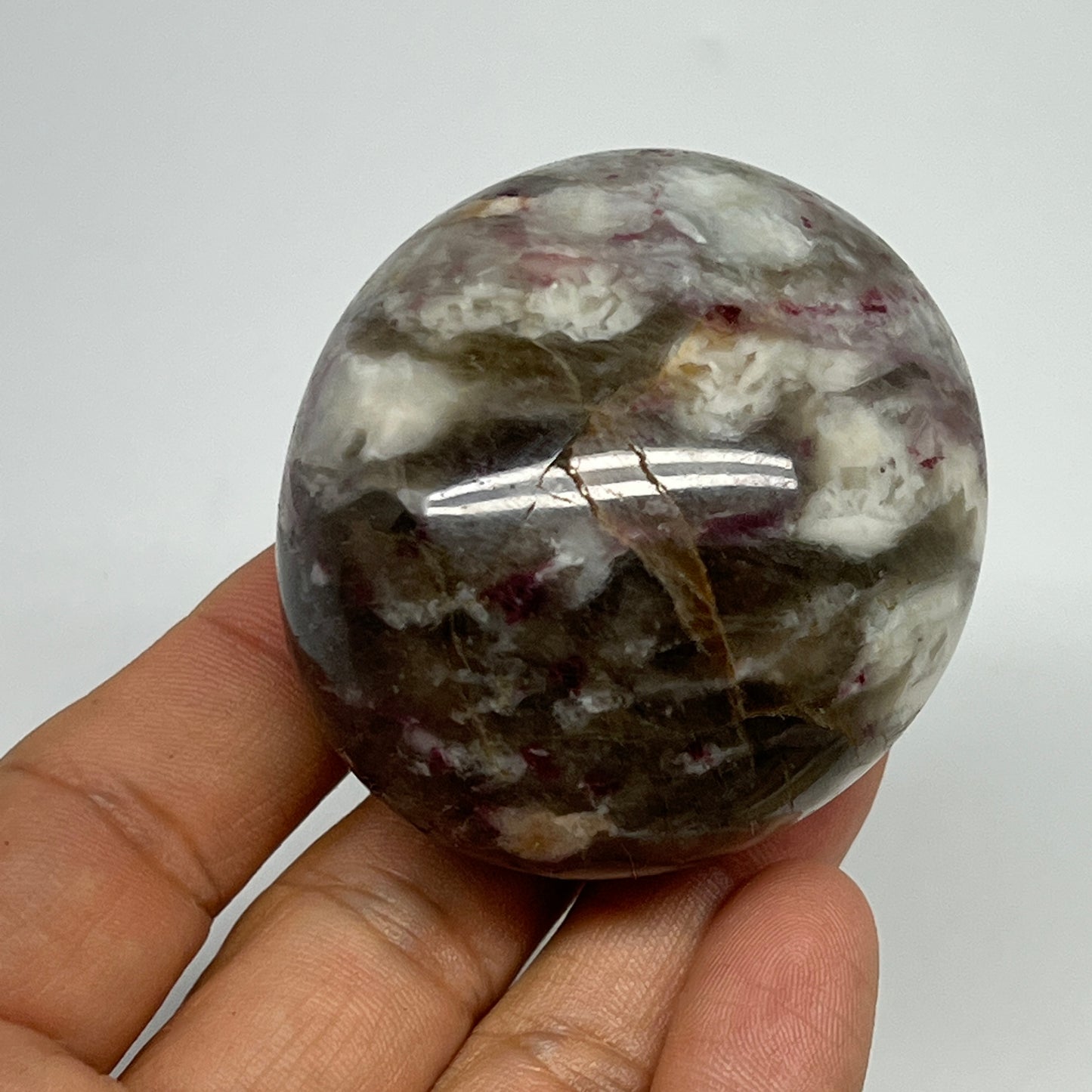 143.7g,2.2"x2"x1.5" Tourmaline Rubellite Palm-Stone Reiki @Madagascar,B21998