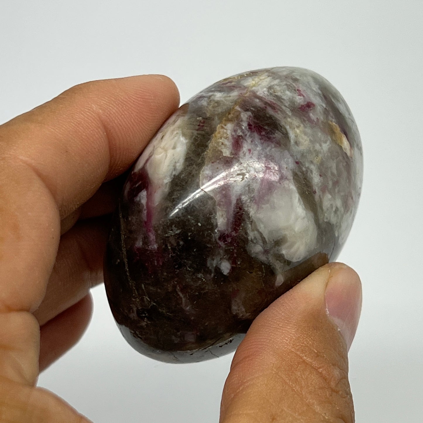 143.7g,2.2"x2"x1.5" Tourmaline Rubellite Palm-Stone Reiki @Madagascar,B21998
