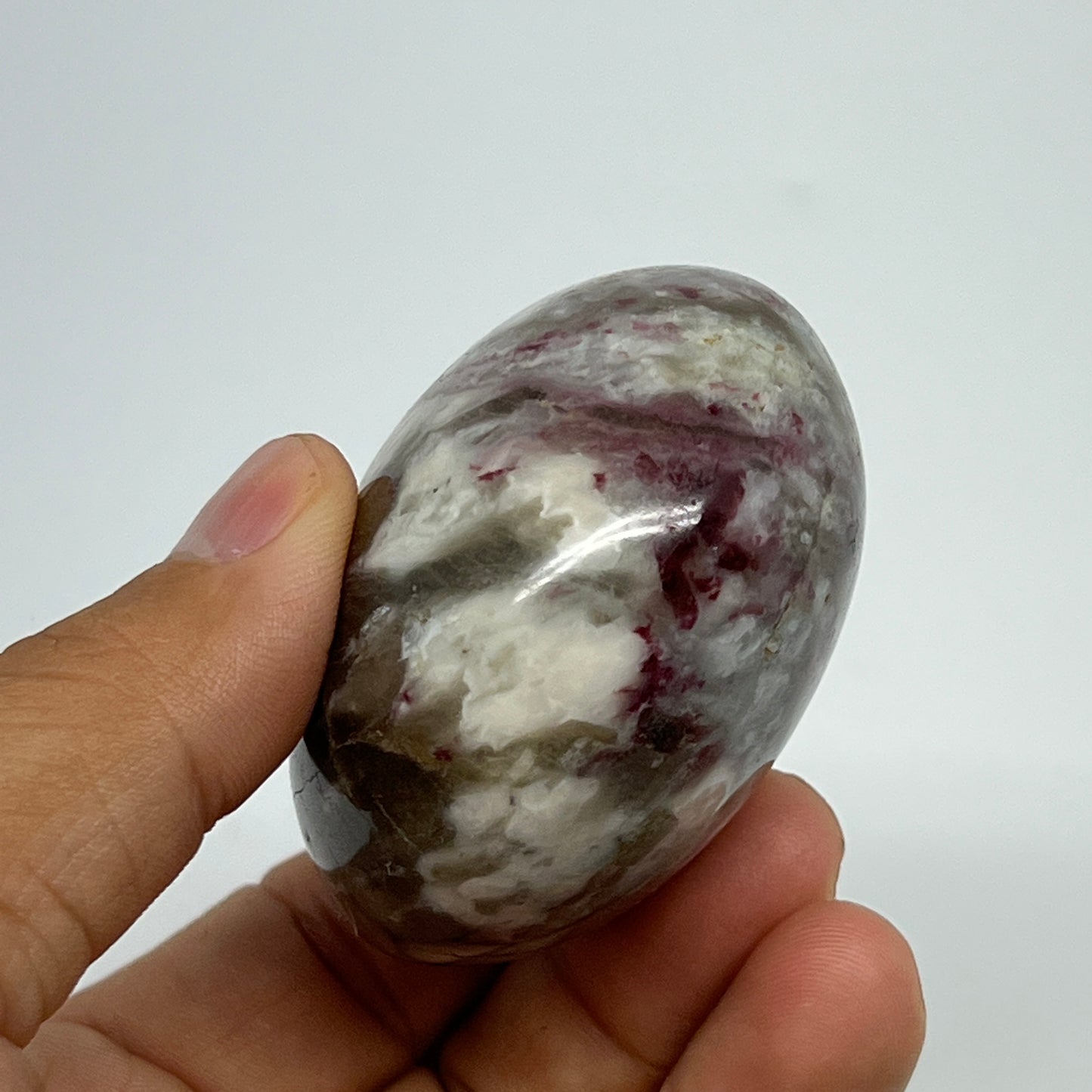 143.7g,2.2"x2"x1.5" Tourmaline Rubellite Palm-Stone Reiki @Madagascar,B21998