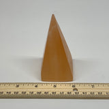 207g, 3.8"x2.1" Orange Selenite/Satin Spar Pyramid Crystal @Morocco, B24209