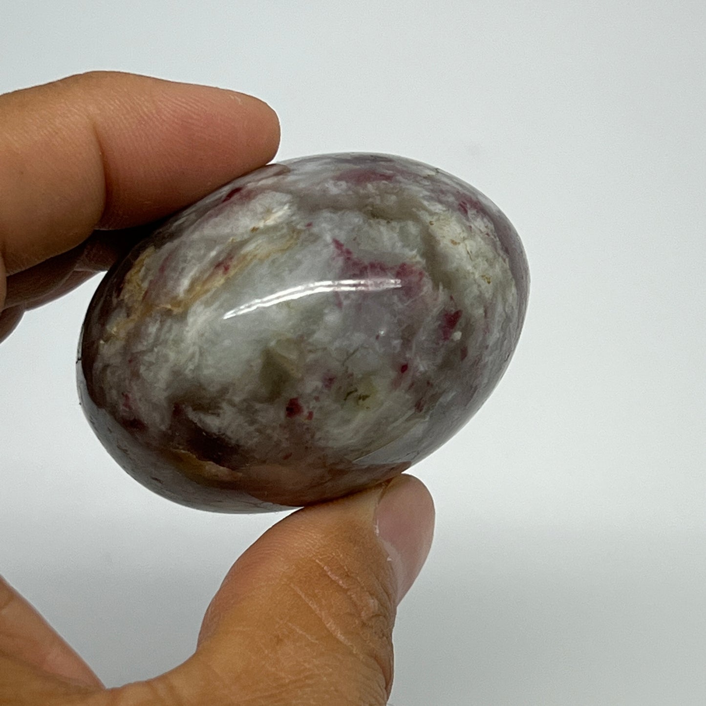 143.7g,2.2"x2"x1.5" Tourmaline Rubellite Palm-Stone Reiki @Madagascar,B21998