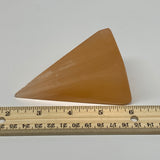 207g, 3.8"x2.1" Orange Selenite/Satin Spar Pyramid Crystal @Morocco, B24209