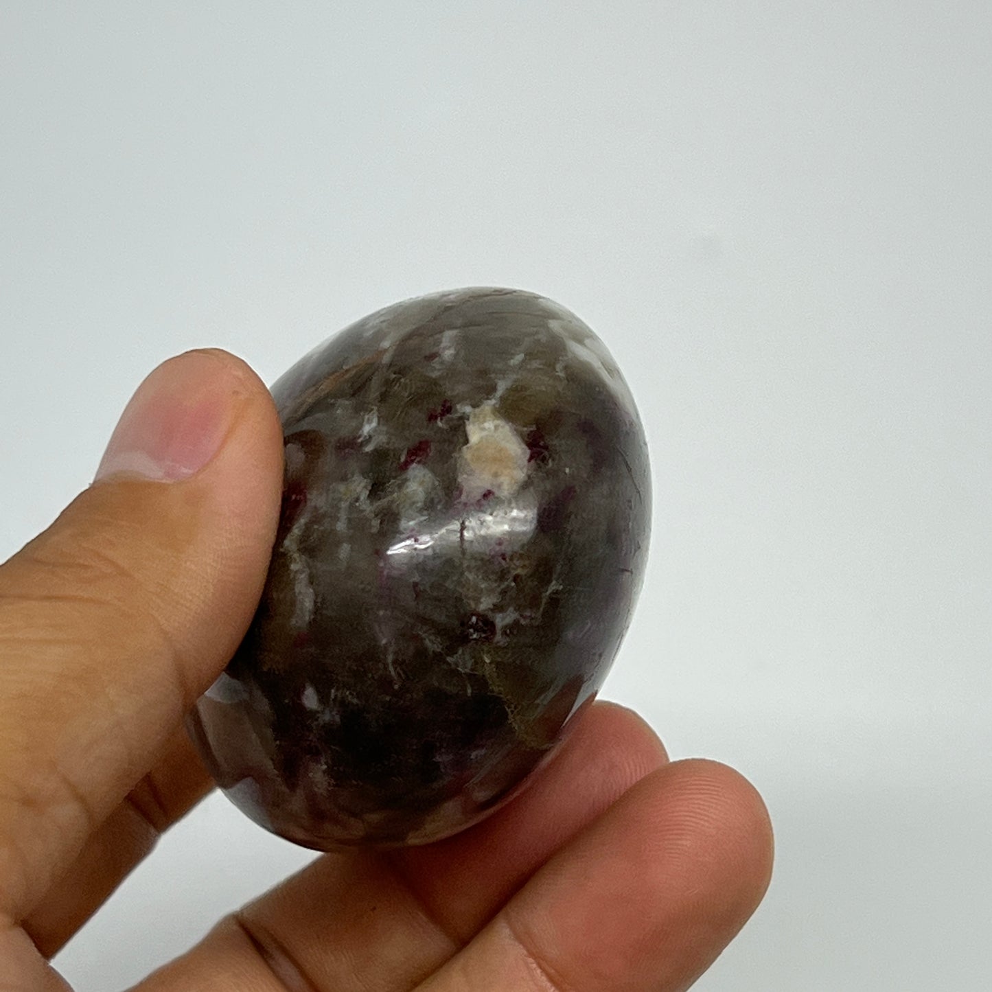 143.7g,2.2"x2"x1.5" Tourmaline Rubellite Palm-Stone Reiki @Madagascar,B21998