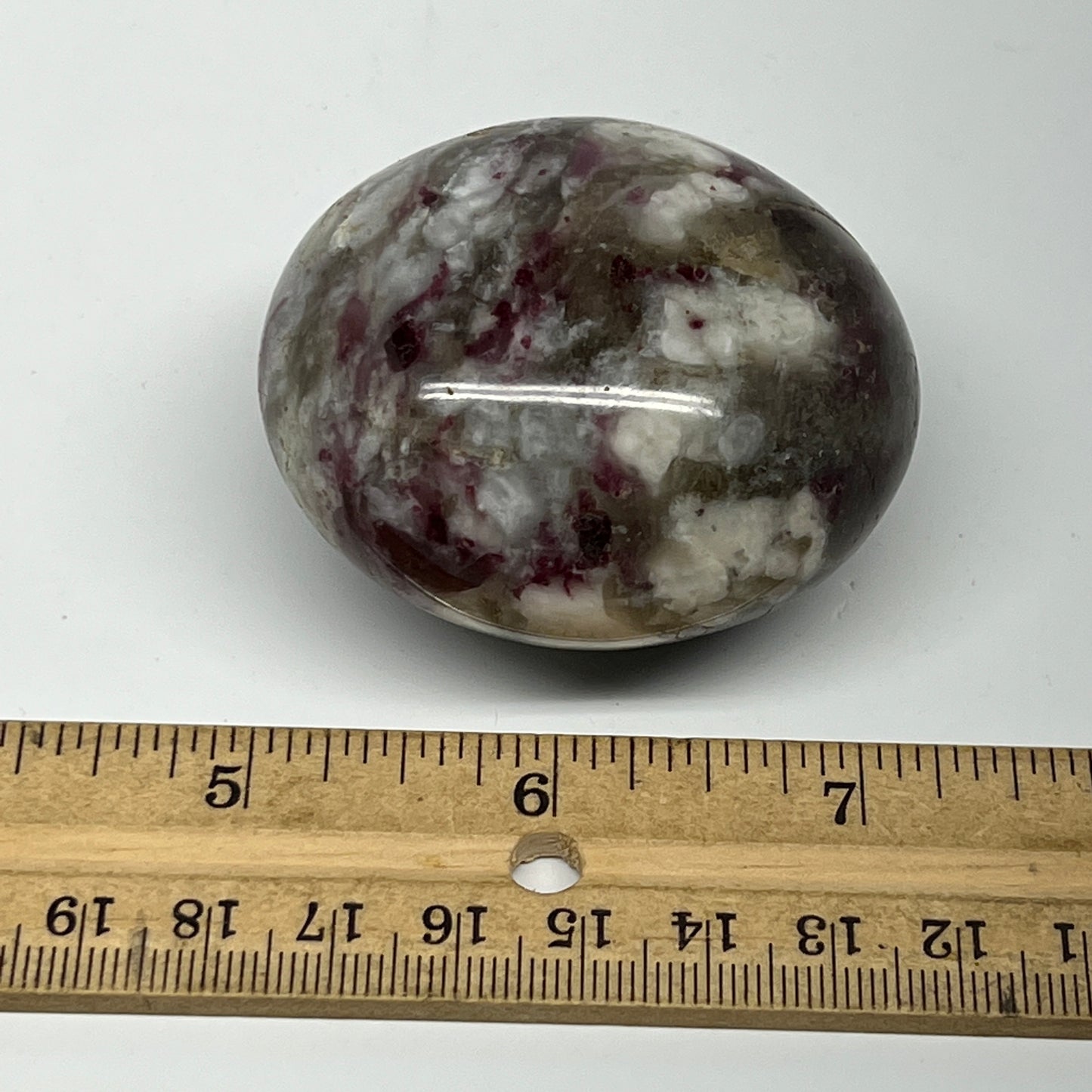 143.7g,2.2"x2"x1.5" Tourmaline Rubellite Palm-Stone Reiki @Madagascar,B21998