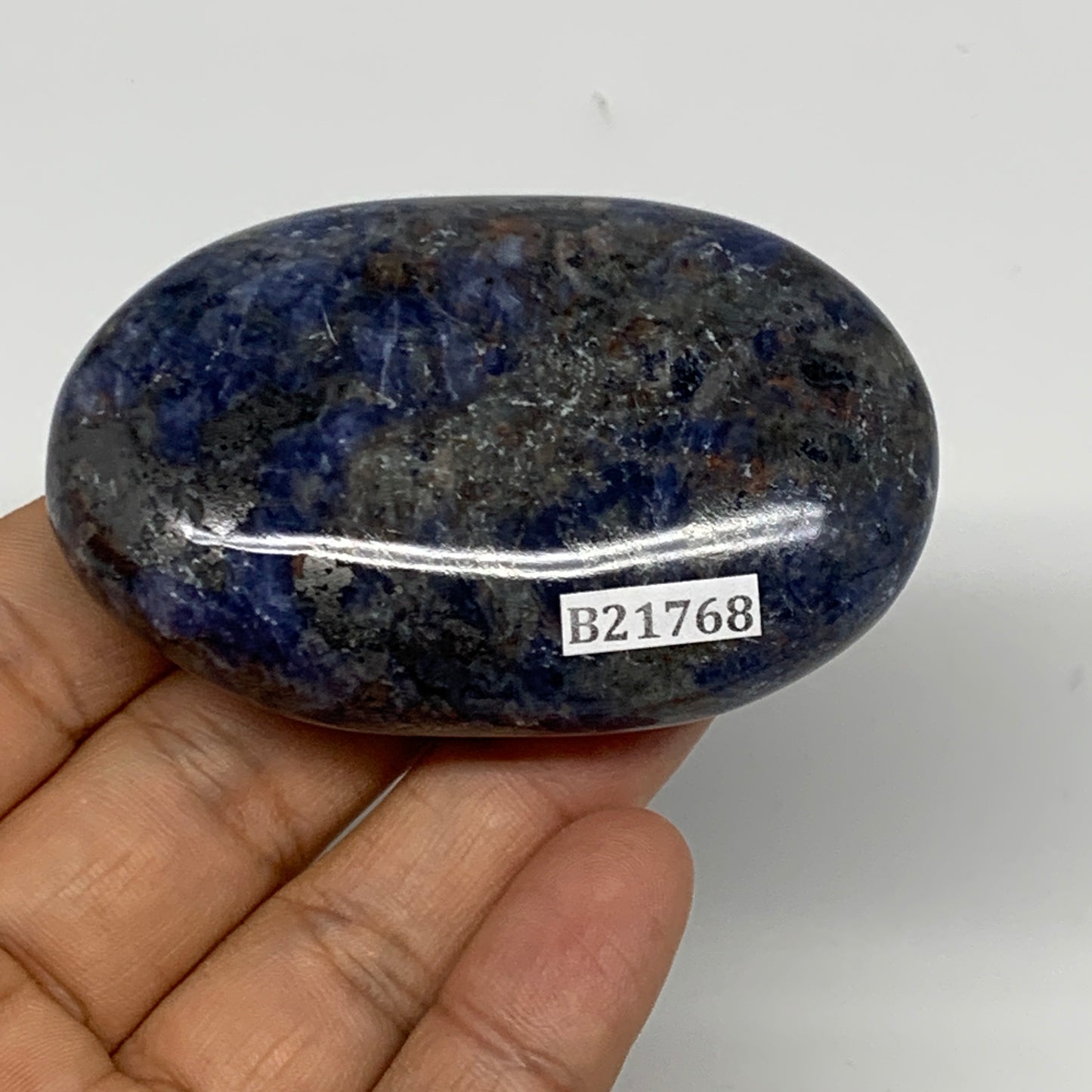 106.3g, 2.7"x1.7"x0.8", Sodalite Palm-Stone Crystal Polished Handmade, B21768
