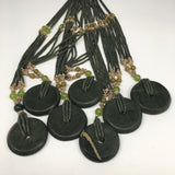1pc, Double-Strands Donut Green Nephrite Jade Beaded Pendant Necklace,27" NPH37 - watangem.com
