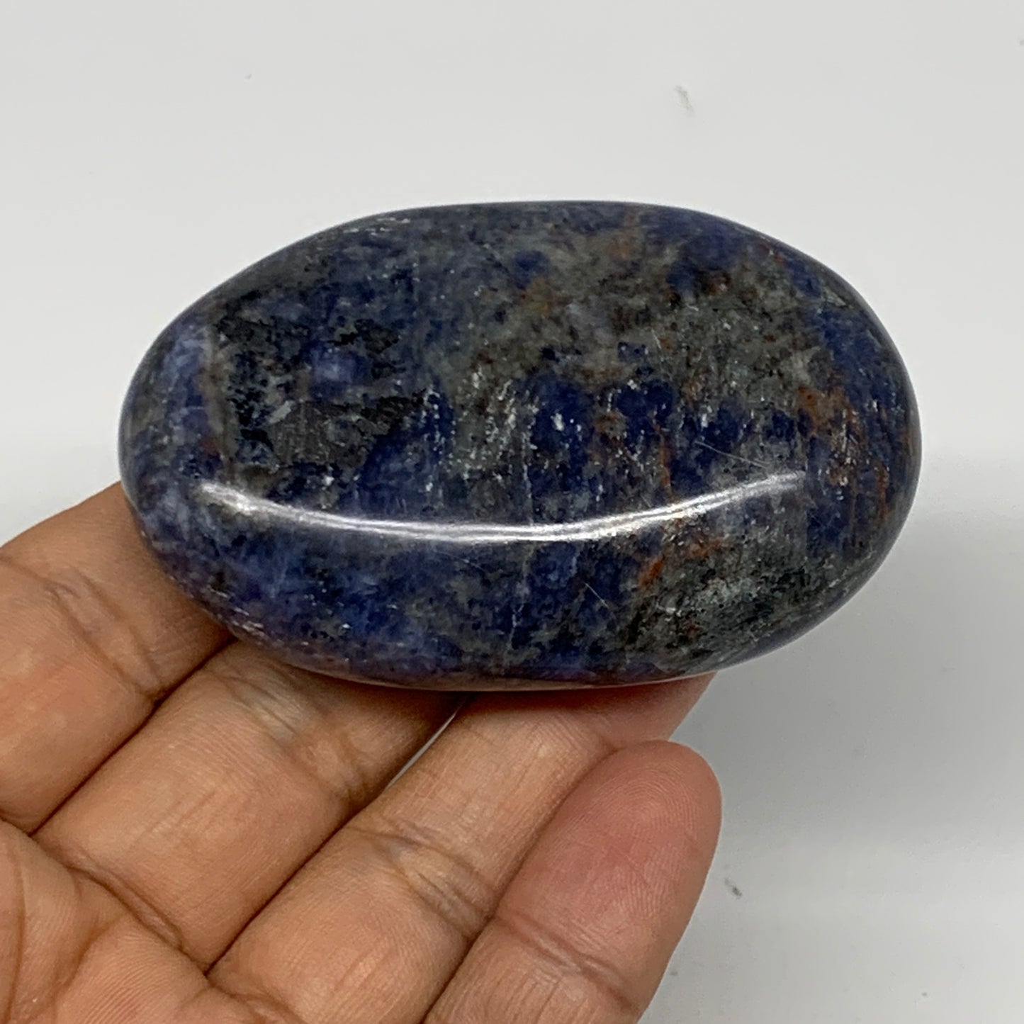 106.3g, 2.7"x1.7"x0.8", Sodalite Palm-Stone Crystal Polished Handmade, B21768