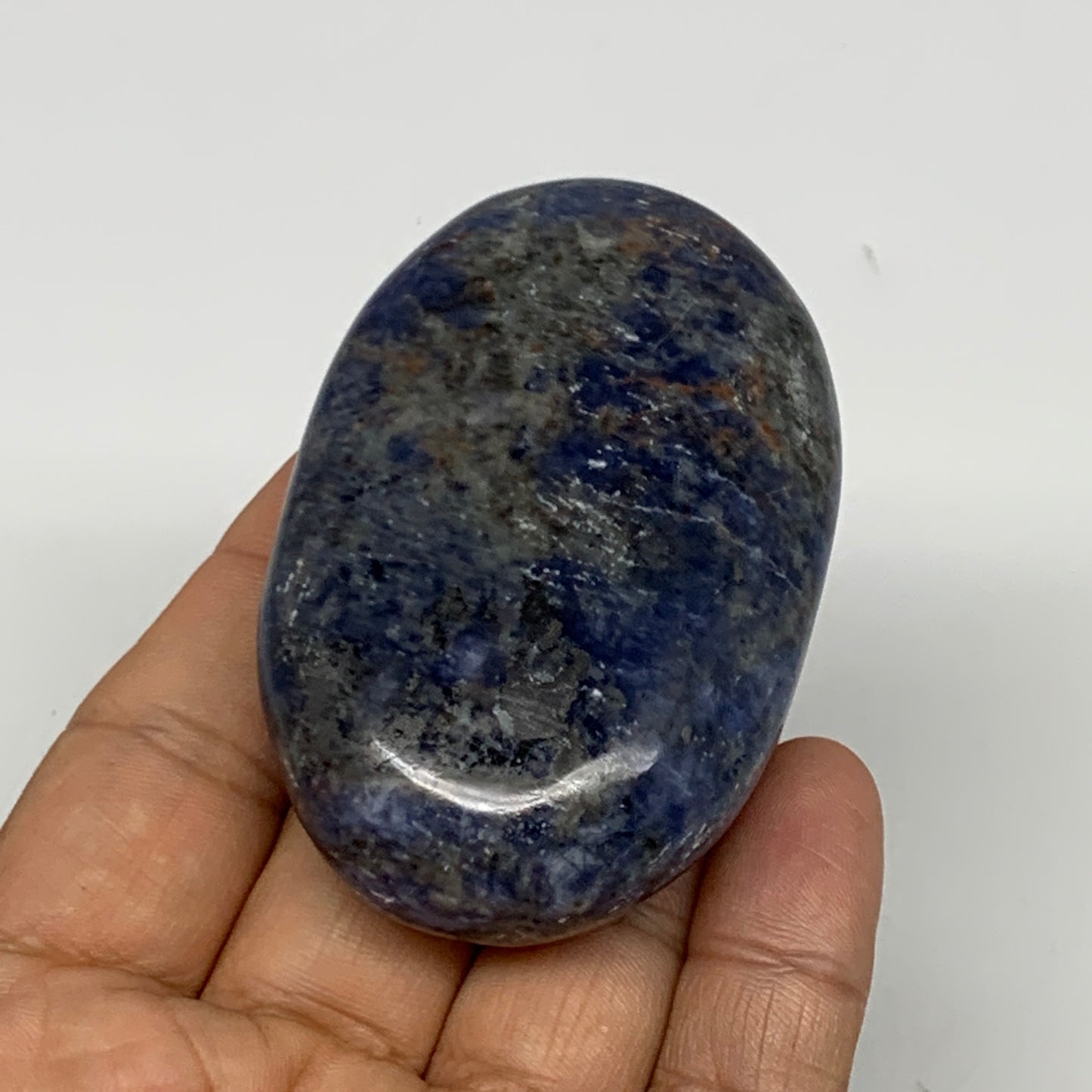 106.3g, 2.7"x1.7"x0.8", Sodalite Palm-Stone Crystal Polished Handmade, B21768