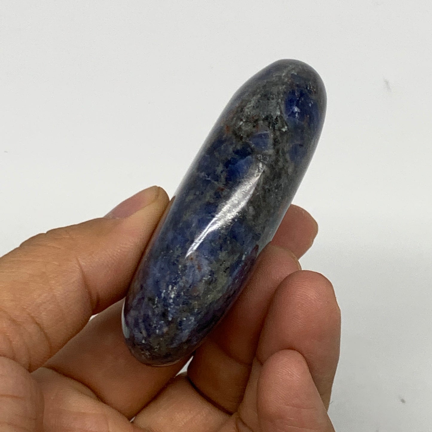 106.3g, 2.7"x1.7"x0.8", Sodalite Palm-Stone Crystal Polished Handmade, B21768