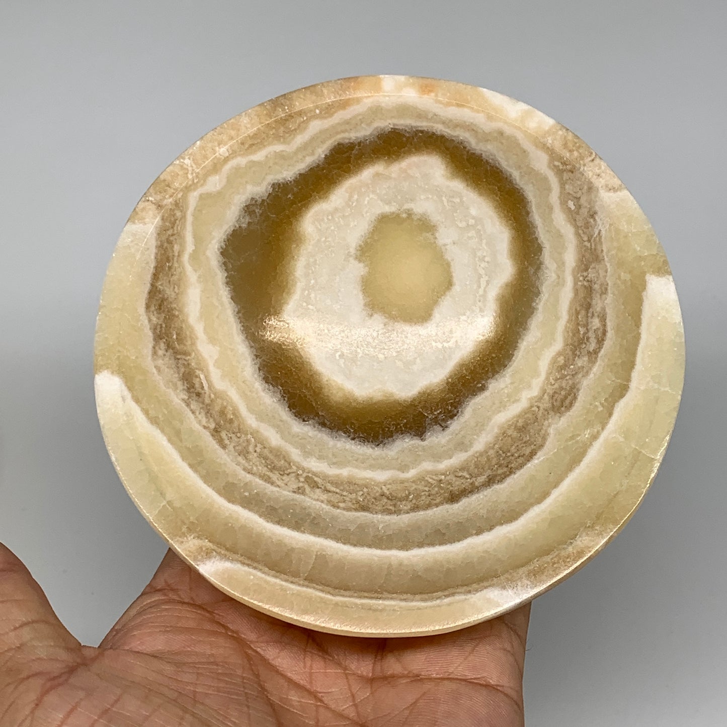 782g, 4pcs set, 4.4"-4.7" Round Onyx Bowl Handmade from Morocco, B8877