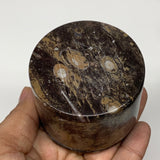 220.5g, 2.2"x2.4" Brown Fossils Ammonite Jewelry Box from Morocco, F2473