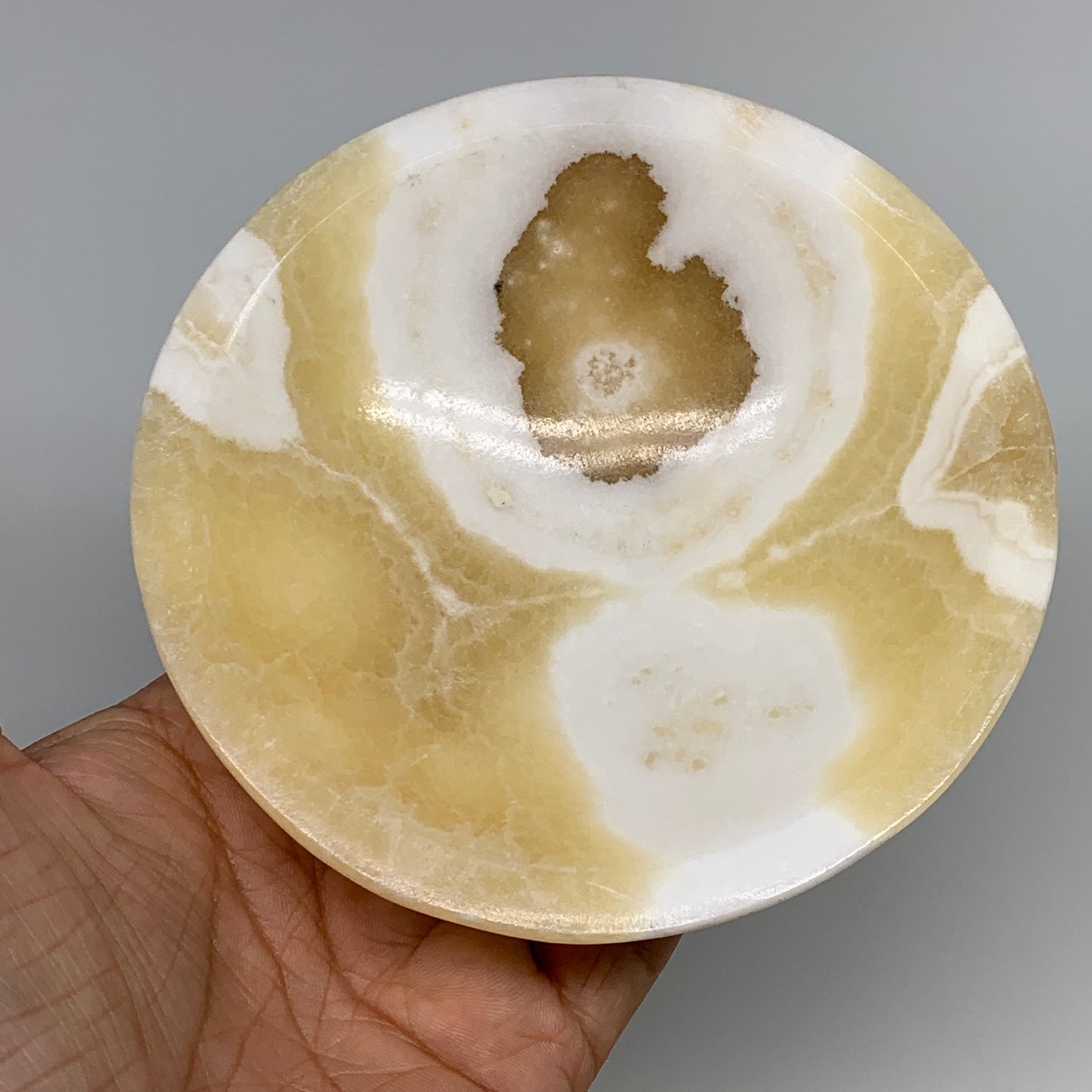 782g, 4pcs set, 4.4"-4.7" Round Onyx Bowl Handmade from Morocco, B8877