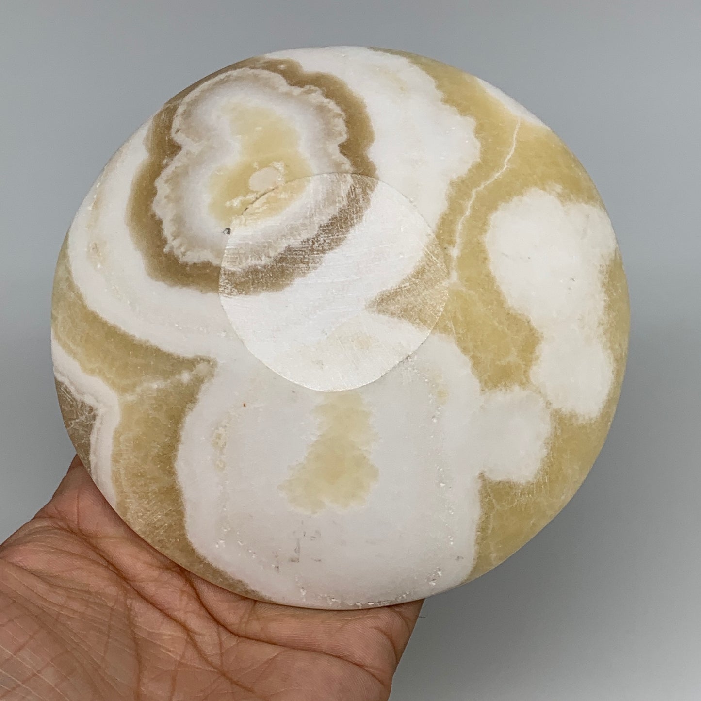 782g, 4pcs set, 4.4"-4.7" Round Onyx Bowl Handmade from Morocco, B8877