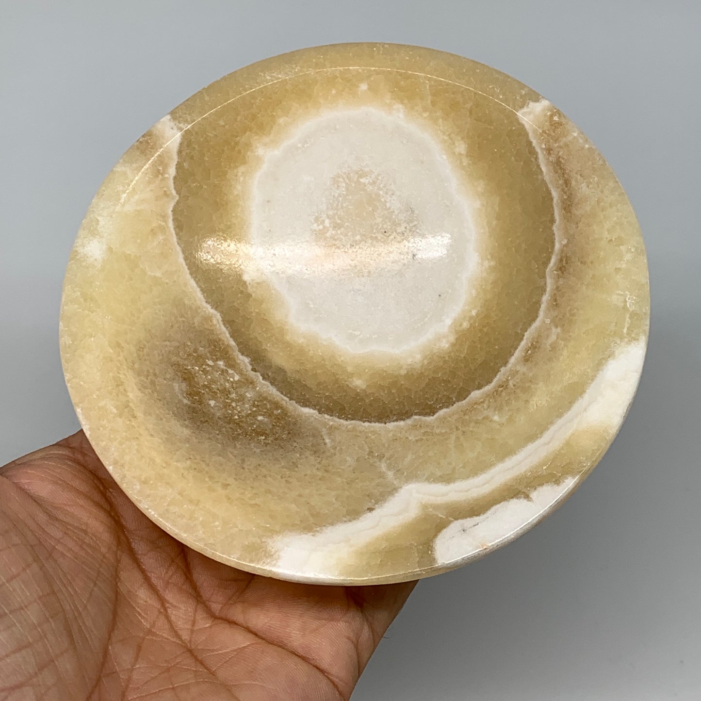 782g, 4pcs set, 4.4"-4.7" Round Onyx Bowl Handmade from Morocco, B8877