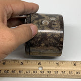 220.5g, 2.2"x2.4" Brown Fossils Ammonite Jewelry Box from Morocco, F2473
