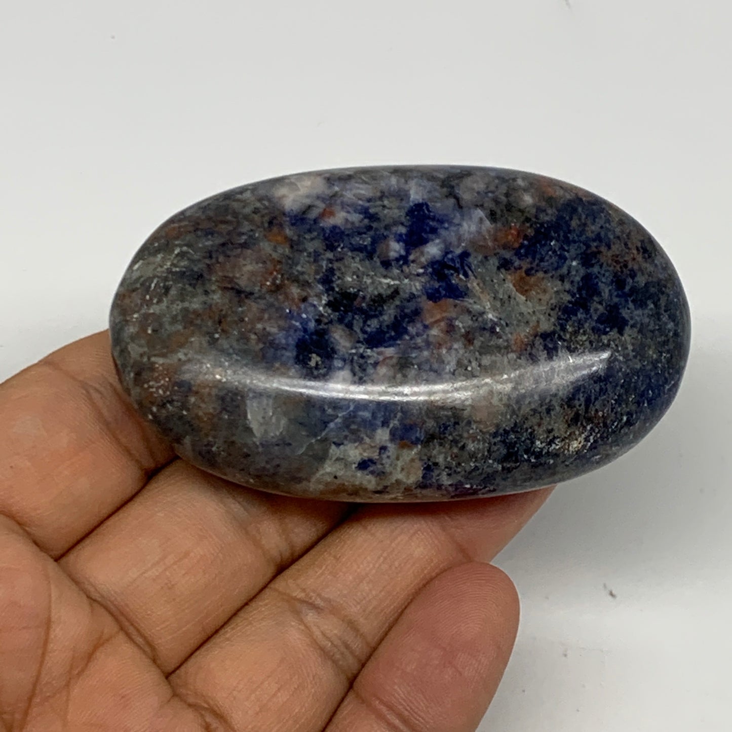 91.4g, 2.7"x1.6"x0.8", Sodalite Palm-Stone Crystal Polished Handmade, B21769