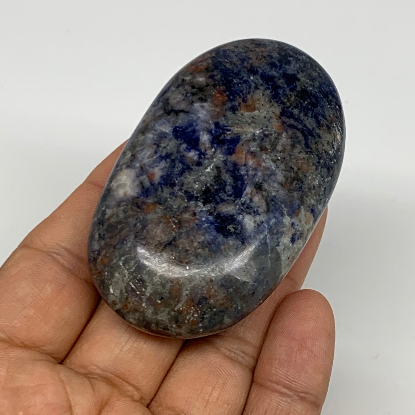 91.4g, 2.7"x1.6"x0.8", Sodalite Palm-Stone Crystal Polished Handmade, B21769