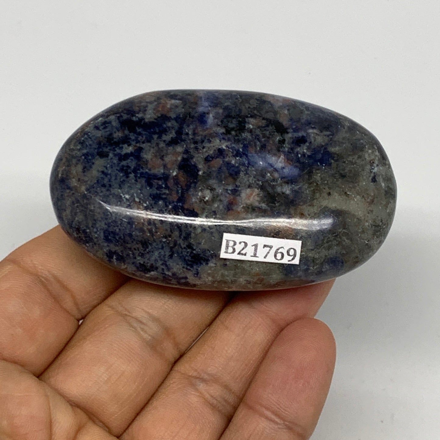 91.4g, 2.7"x1.6"x0.8", Sodalite Palm-Stone Crystal Polished Handmade, B21769