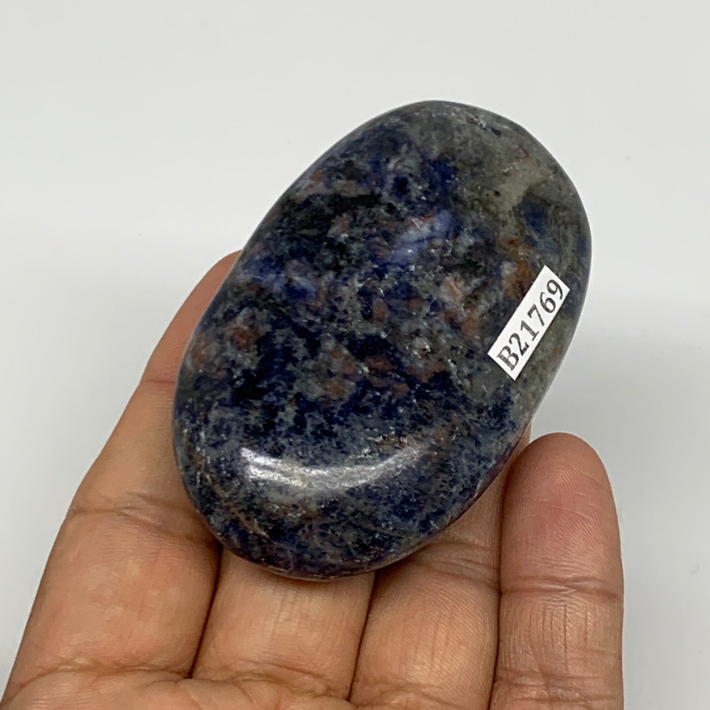 91.4g, 2.7"x1.6"x0.8", Sodalite Palm-Stone Crystal Polished Handmade, B21769