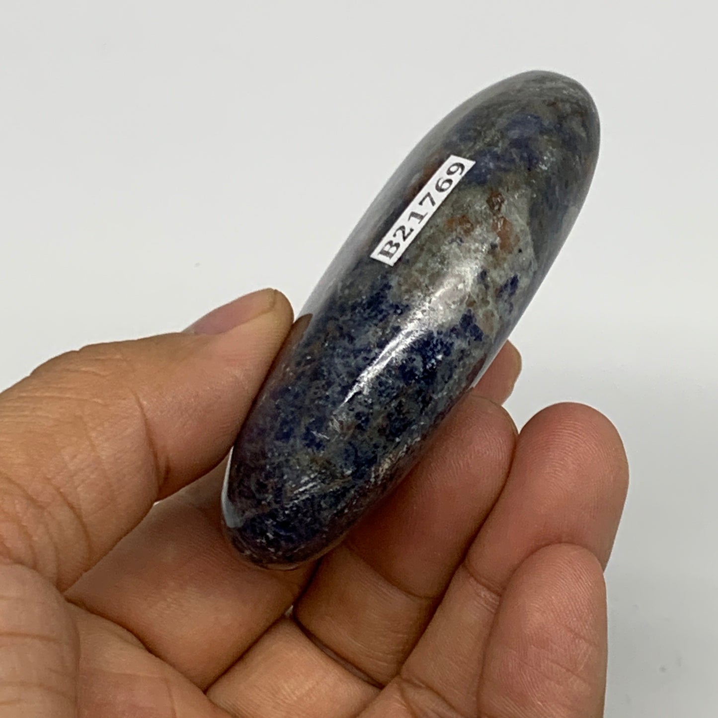 91.4g, 2.7"x1.6"x0.8", Sodalite Palm-Stone Crystal Polished Handmade, B21769