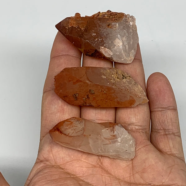 64.2g, 1.8"-2", 3pcs, Natural Red Quartz Crystal Terminated @Morocco, B11373
